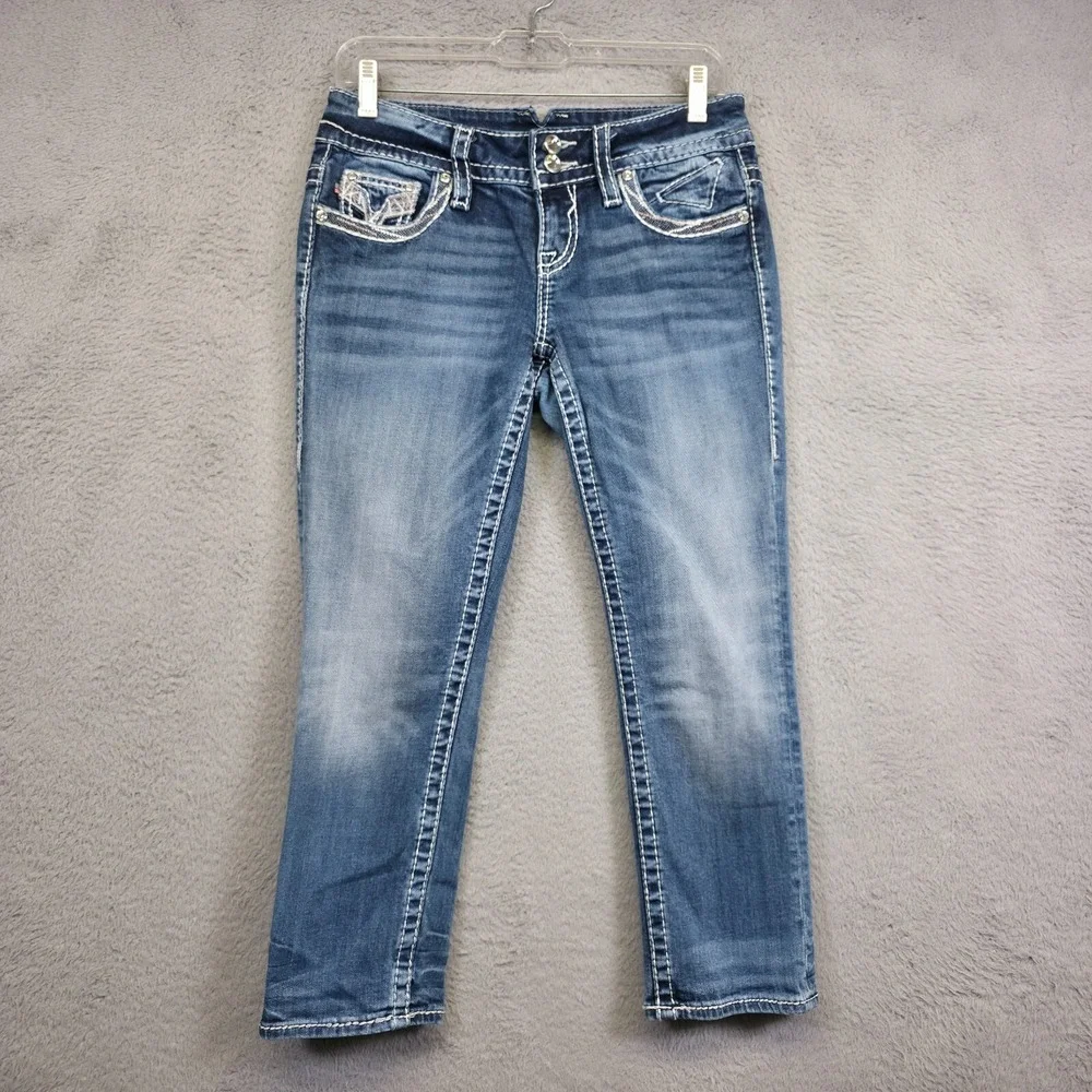 Vigoss‎ Jeans Womens 4 The New York Capri Low Rise Y2K Medium Wash Denim Stretch